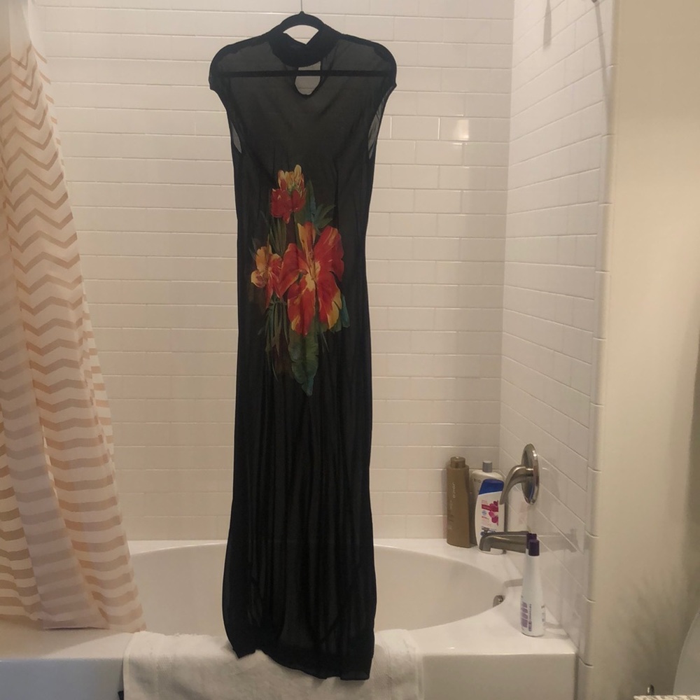 Classy sheer dress with flower design